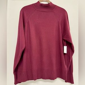 Daily Ritual Burgundy Mock Neck Sweater